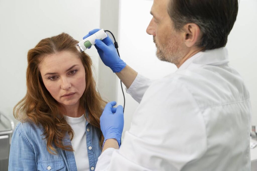 Detailed scalp and skin examination